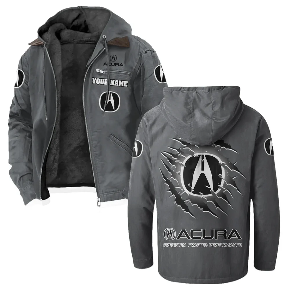 Premium Sedan Flannel Hoodie, Road-Ready Flannel Hoodie HVN1327AC - Gray