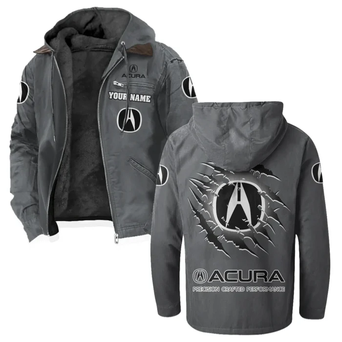 Premium Sedan Flannel Hoodie, Road-Ready Flannel Hoodie HVN1327AC - Gray