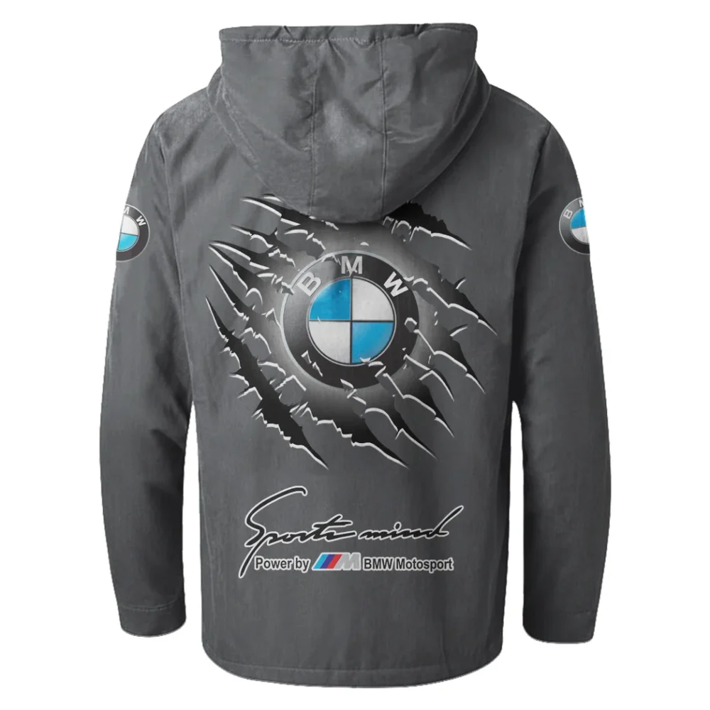 Racing Car Flannel Hoodie, Streetwear Flannel for Drivers HVN1327BM - Gray - Image 3