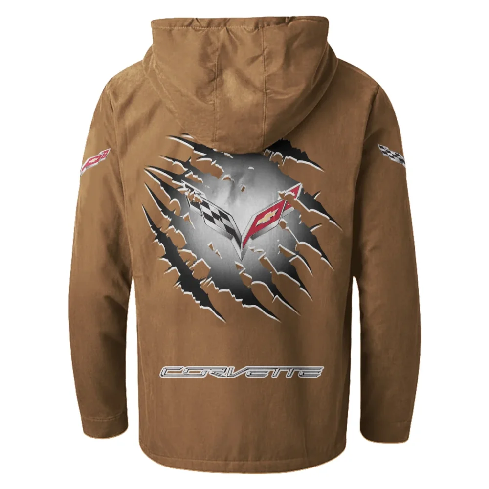 Classic Muscle Car Flannel Hoodie, Motor-Inspired Flannel HVN1327CC - Camel - Image 3
