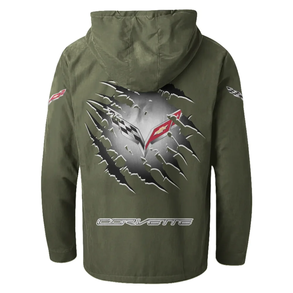 Classic Muscle Car Flannel Hoodie, Motor-Inspired Flannel HVN1327CC - Green - Image 3