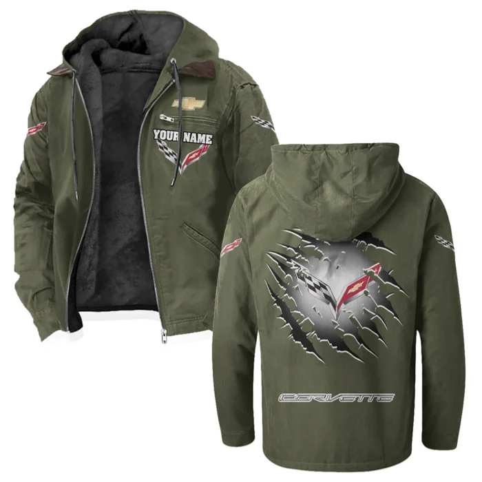 Classic Muscle Car Flannel Hoodie, Motor-Inspired Flannel HVN1327CC - Green