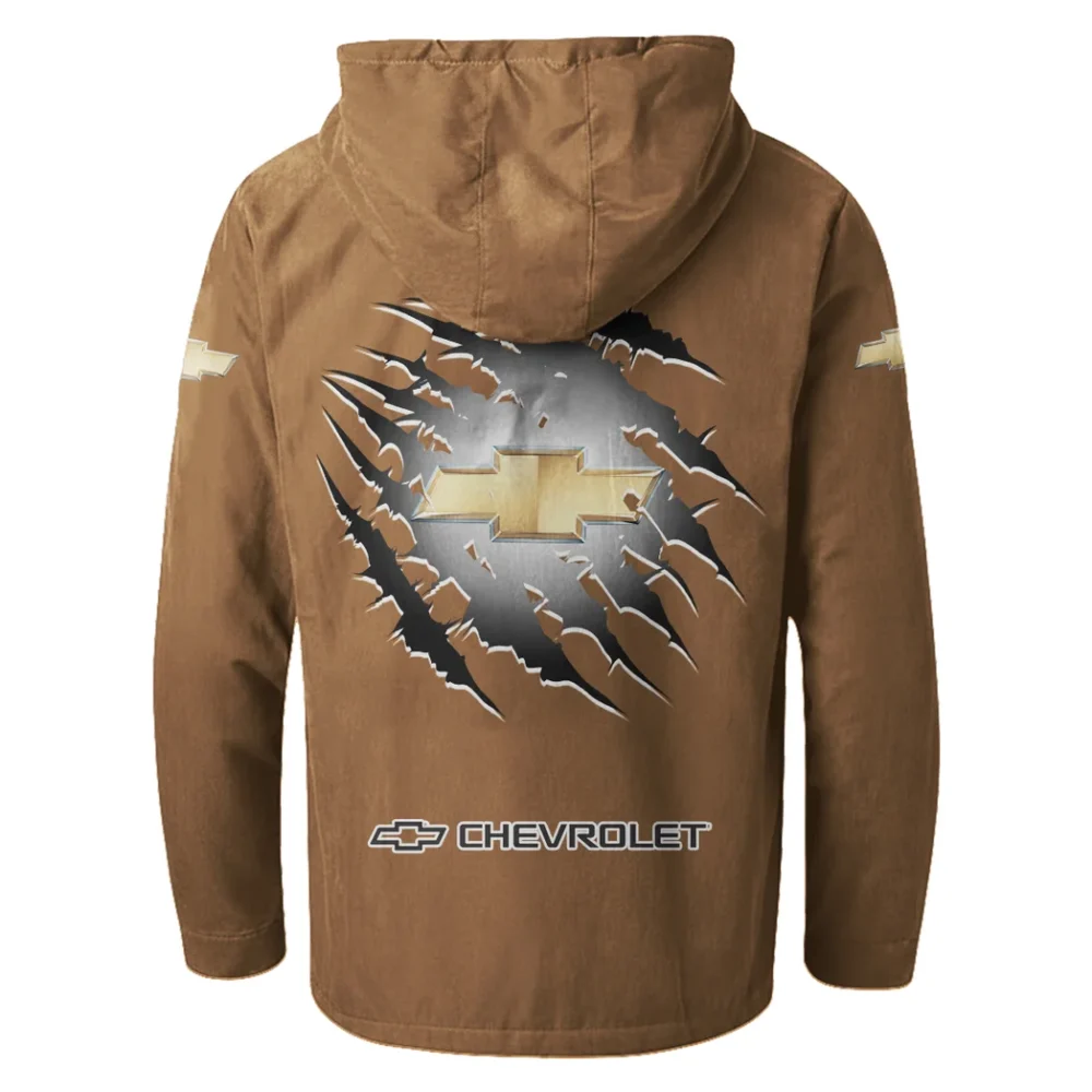 American Pickup Truck Flannel Hoodie, Ride-Ready Hooded Style HVN1327CE - Camel - Image 3