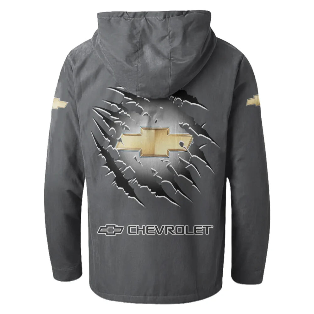 American Pickup Truck Flannel Hoodie, Ride-Ready Hooded Style HVN1327CE - Gray - Image 3
