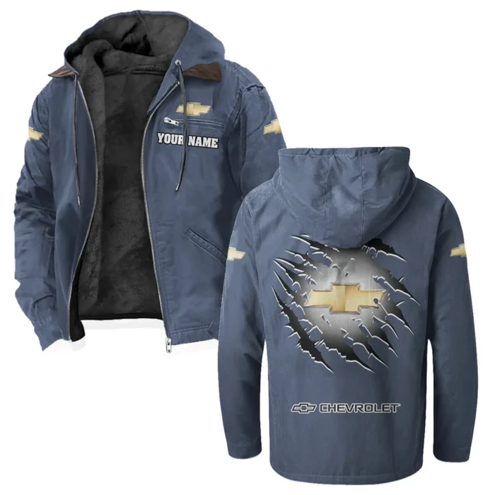 American Pickup Truck Flannel Hoodie, Ride-Ready Hooded Style HVN1327CE - Navy Blue