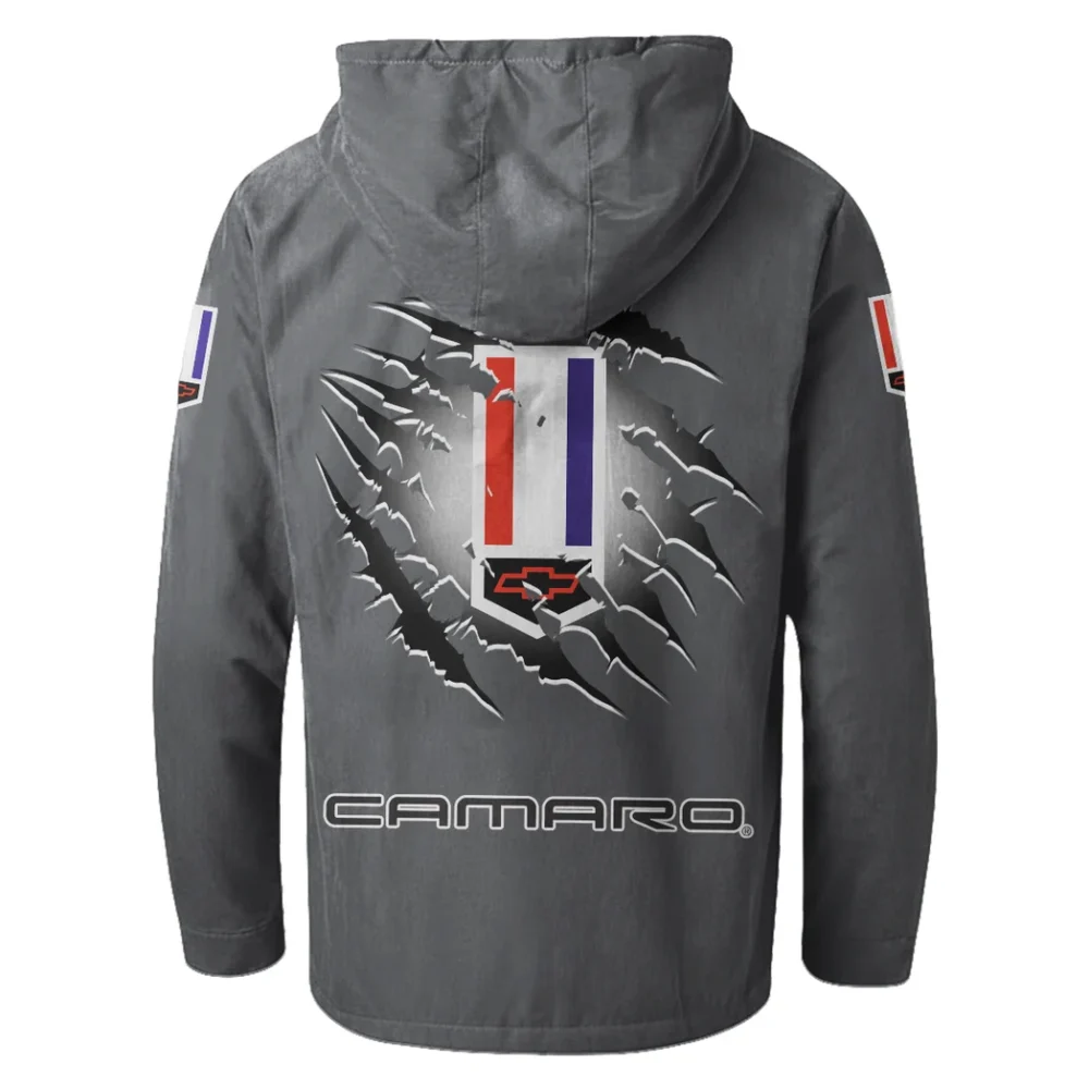 American Pony Car Flannel Hoodie, Everyday Driver Hoodie HVN1327CH - Gray - Image 3