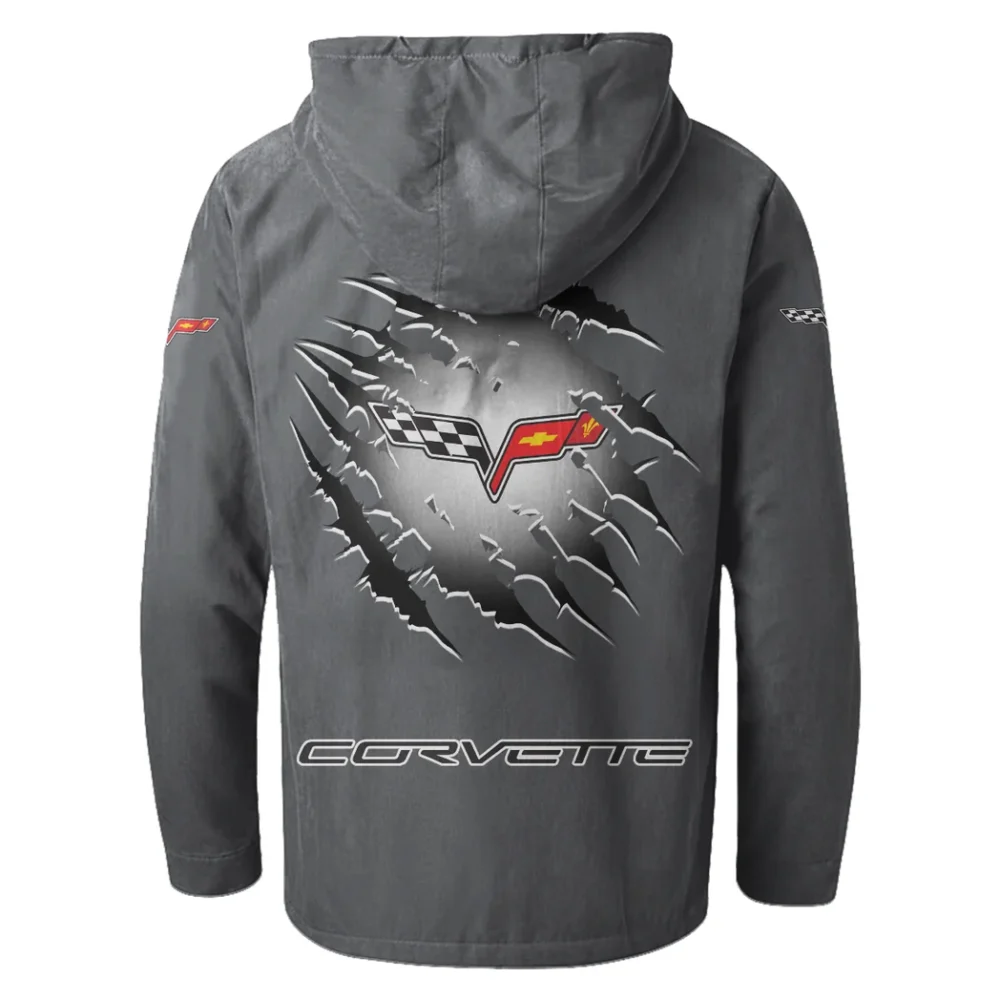 Racing Classic Flannel Hoodie, Biker Spirit Hoodie HVN1327CO - Gray - Image 3