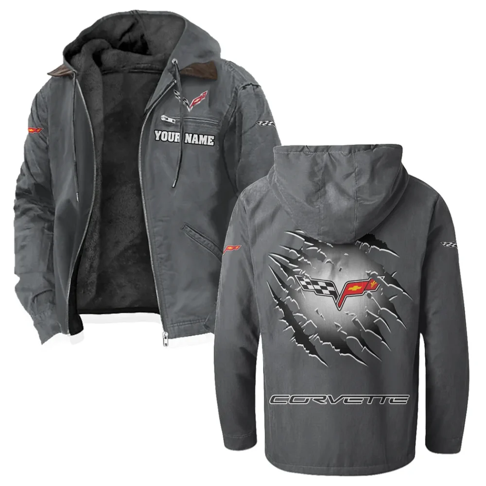 Racing Classic Flannel Hoodie, Biker Spirit Hoodie HVN1327CO - Gray