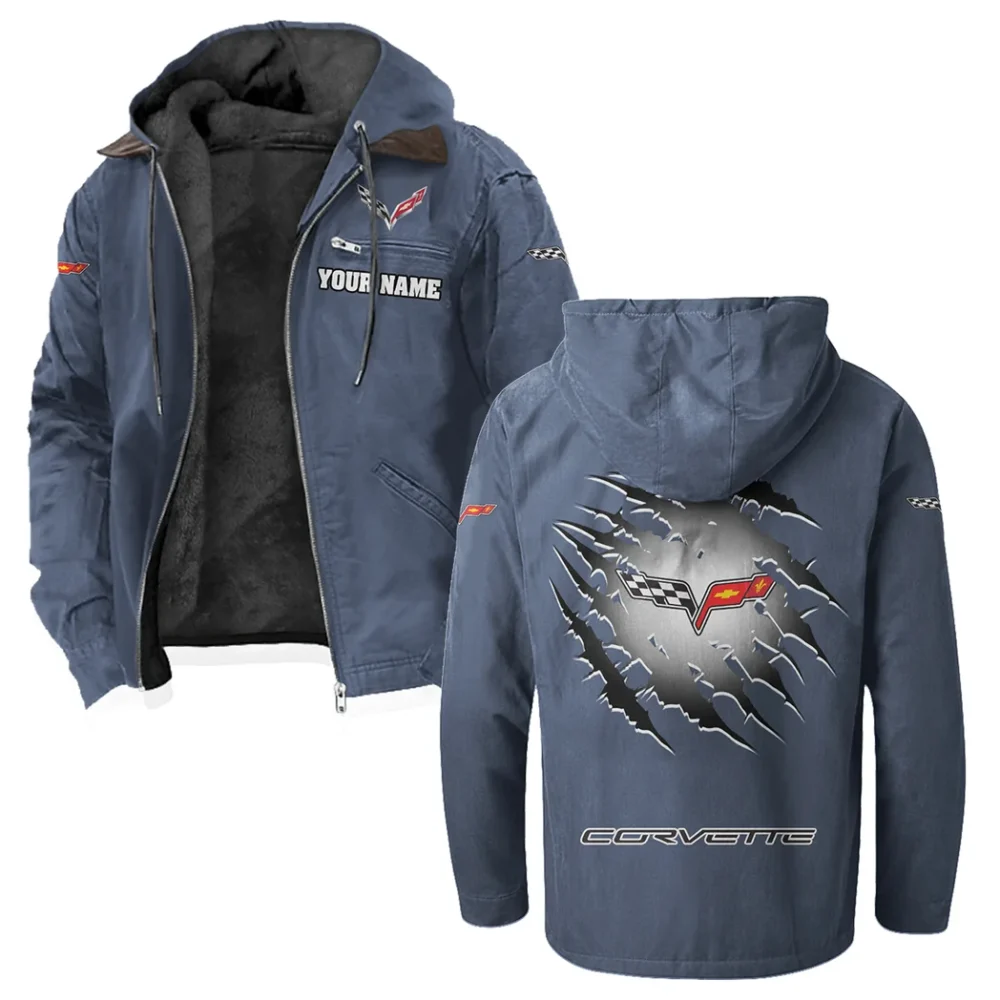 Racing Classic Flannel Hoodie, Biker Spirit Hoodie HVN1327CO - Navy Blue