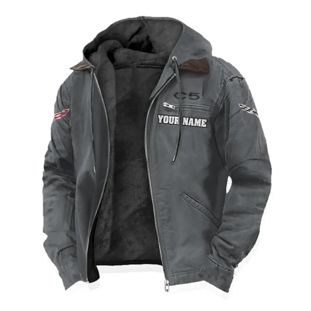 Performance Roadster Flannel Hoodie, Car Culture Flannel HVN1327CO - Gray - Image 2