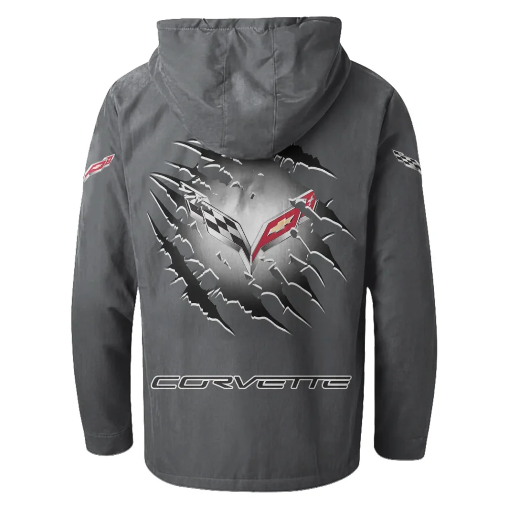 Performance Roadster Flannel Hoodie, Car Culture Flannel HVN1327CO - Gray - Image 3