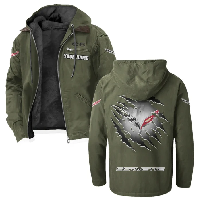 Performance Roadster Flannel Hoodie, Car Culture Flannel HVN1327CO - Green