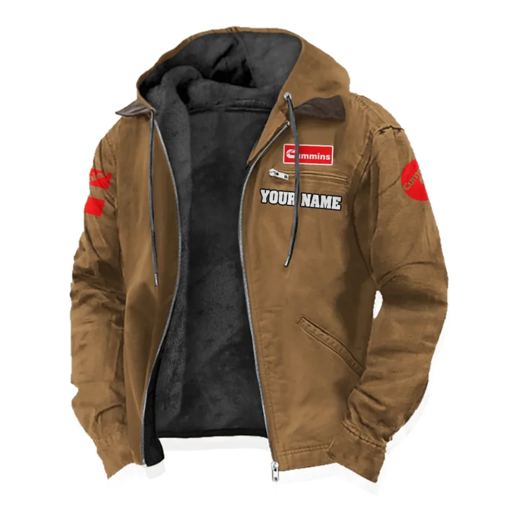 HeavyTorque Engines Flannel Hoodie, Garage-Ready Flannel Shirt HVN1327CU - Camel - Image 2