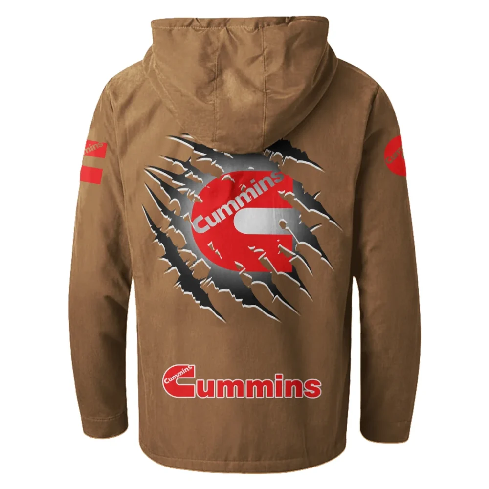 HeavyTorque Engines Flannel Hoodie, Garage-Ready Flannel Shirt HVN1327CU - Camel - Image 3