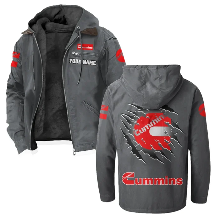 HeavyTorque Engines Flannel Hoodie, Garage-Ready Flannel Shirt HVN1327CU - Gray