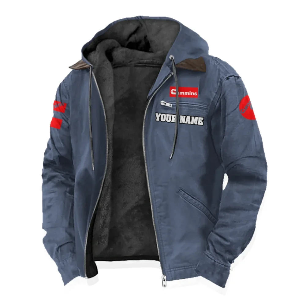 HeavyTorque Engines Flannel Hoodie, Garage-Ready Flannel Shirt HVN1327CU - Navy Blue - Image 2
