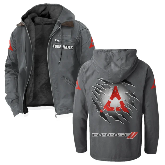 Sporty Four-Door Flannel Hoodie, Driven Style Hoodie HVN1327DC - Gray