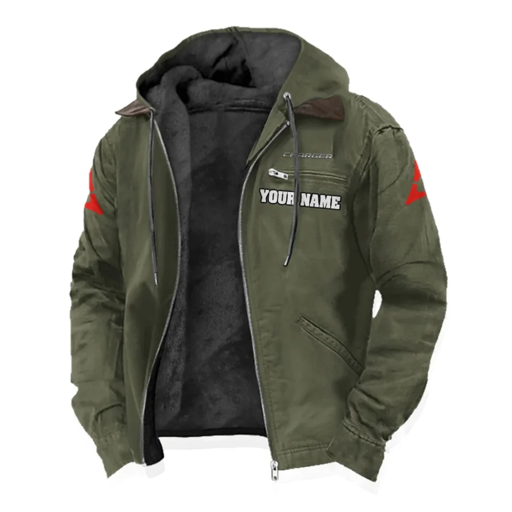Sporty Four-Door Flannel Hoodie, Driven Style Hoodie HVN1327DC - Green - Image 2