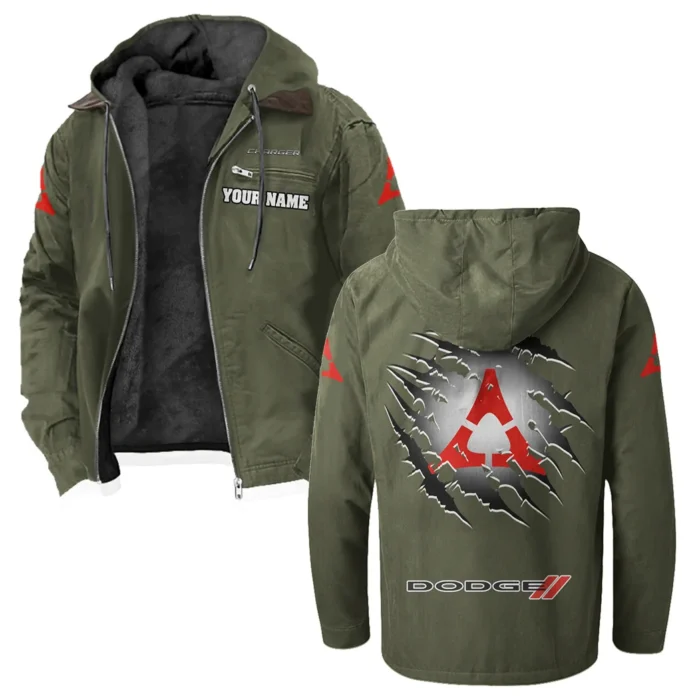 Sporty Four-Door Flannel Hoodie, Driven Style Hoodie HVN1327DC - Green