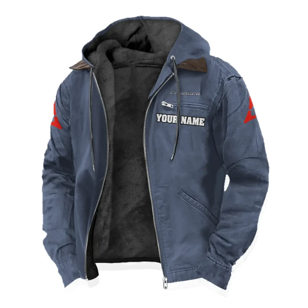 Sporty Four-Door Flannel Hoodie, Driven Style Hoodie HVN1327DC - Navy Blue - Image 2