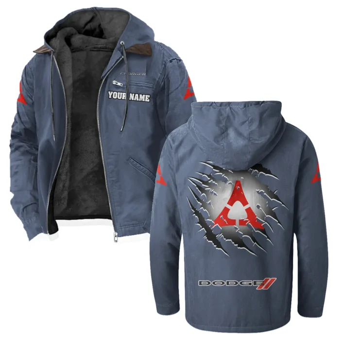 Sporty Four-Door Flannel Hoodie, Driven Style Hoodie HVN1327DC - Navy Blue