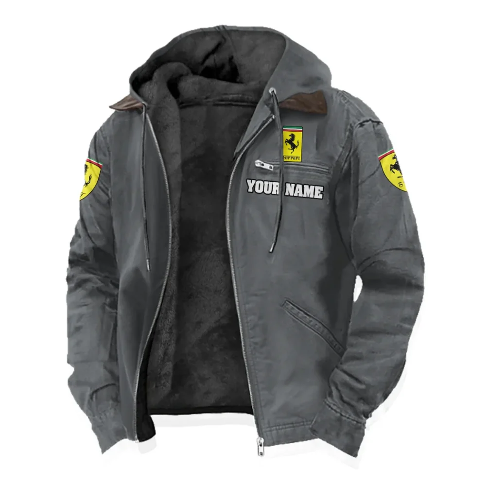Luxury Speedster Flannel Hoodie, Urban Rider Flannel HVN1327FE - Gray - Image 2