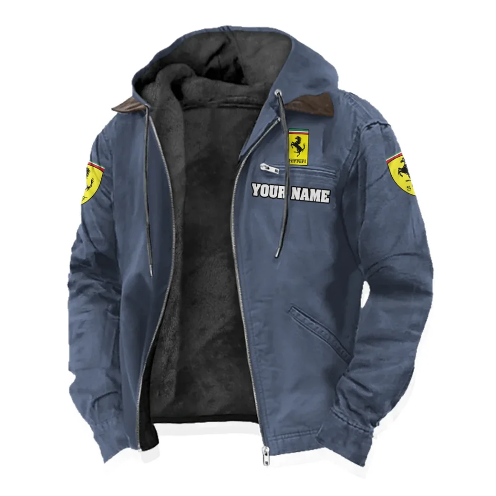 Luxury Speedster Flannel Hoodie, Urban Rider Flannel HVN1327FE - Navy Blue - Image 2