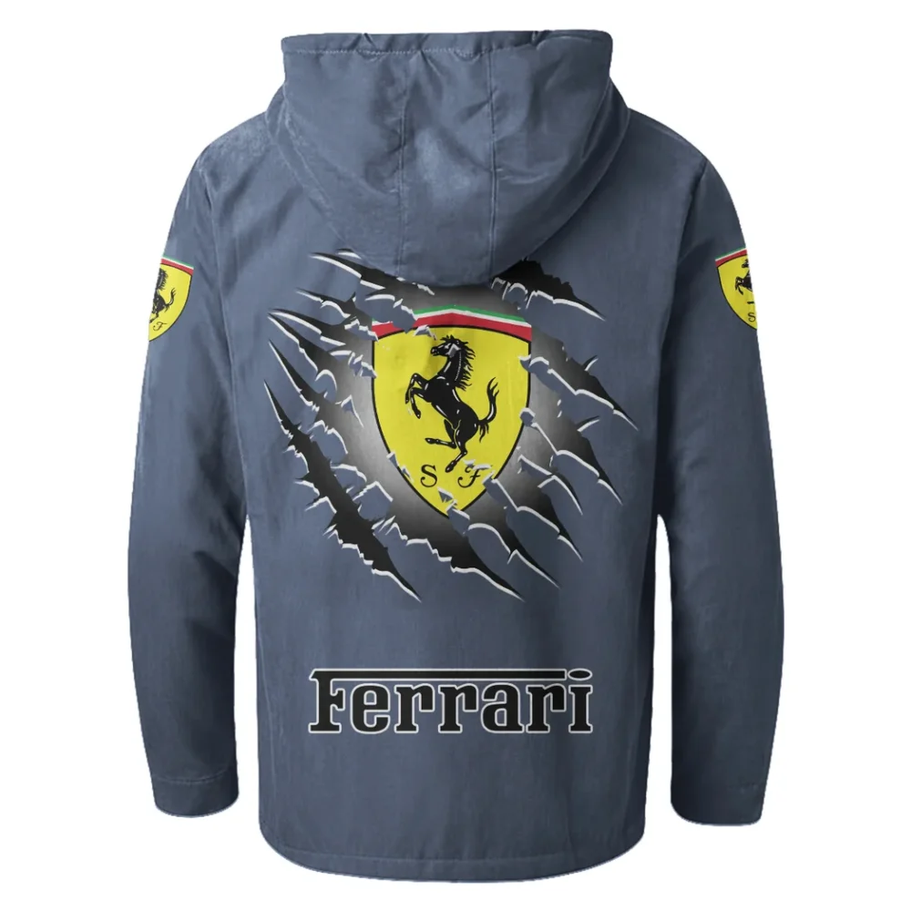Luxury Speedster Flannel Hoodie, Urban Rider Flannel HVN1327FE - Navy Blue - Image 3