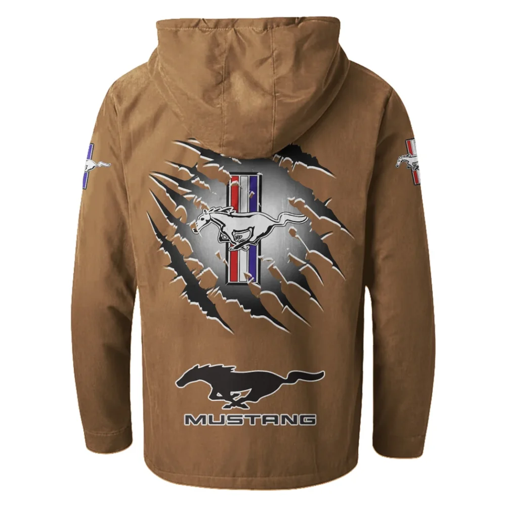 Street Performance Car Flannel Hoodie, Auto Fan Hooded Flannel HVN1327FM - Camel - Image 3