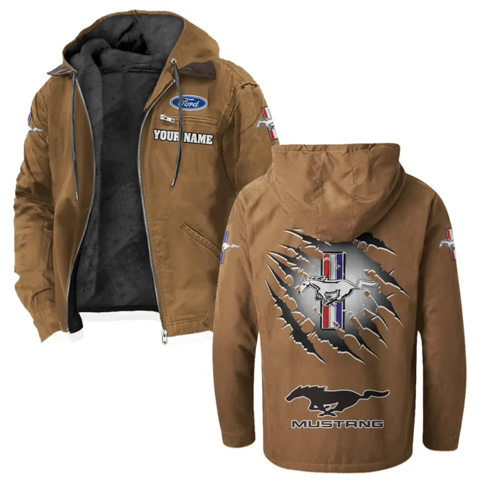 Street Performance Car Flannel Hoodie, Auto Fan Hooded Flannel HVN1327FM - Camel