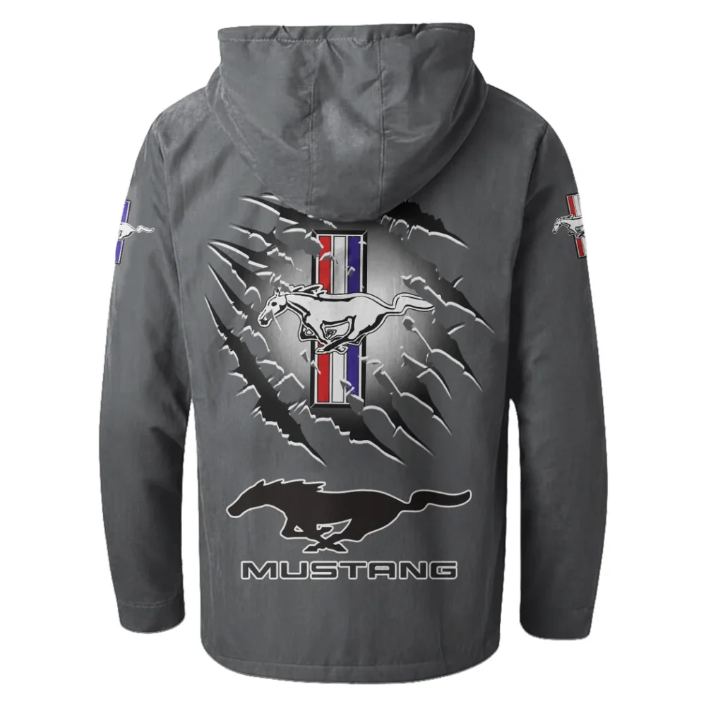 Street Performance Car Flannel Hoodie, Auto Fan Hooded Flannel HVN1327FM - Gray - Image 3