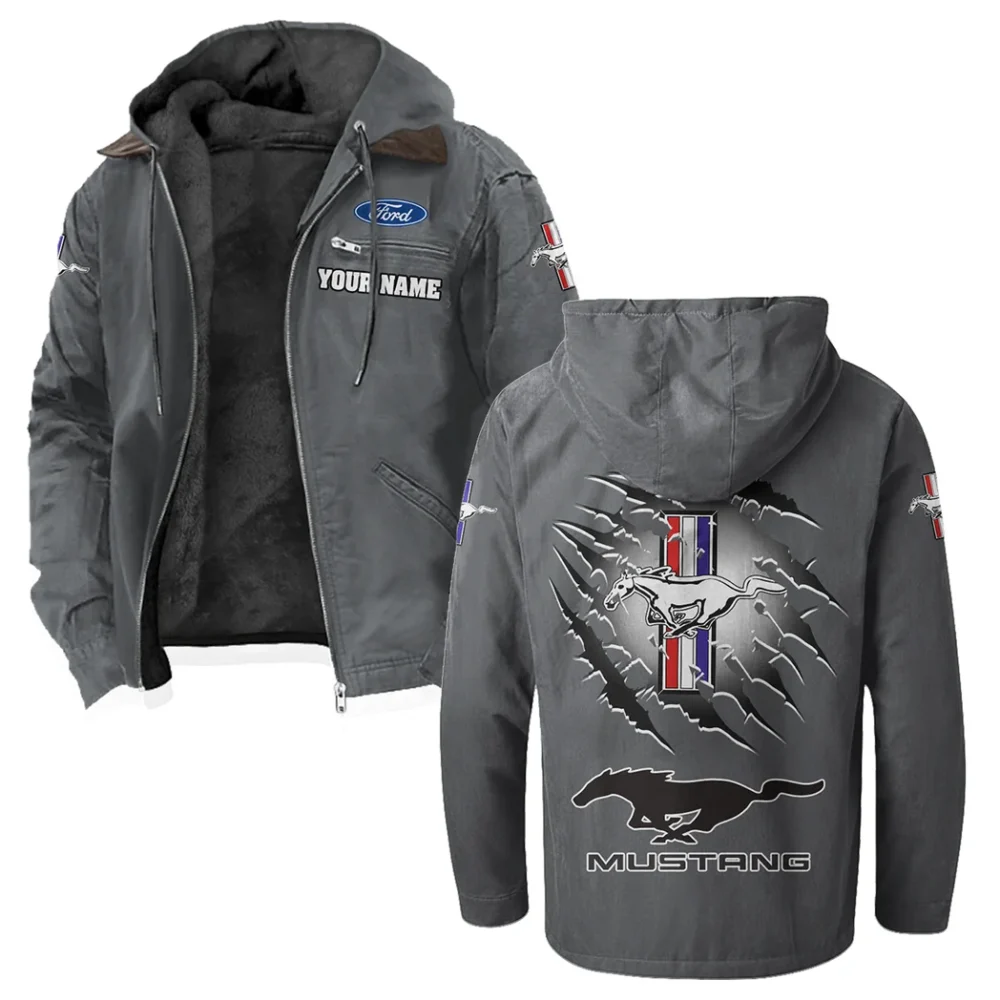 Street Performance Car Flannel Hoodie, Auto Fan Hooded Flannel HVN1327FM - Gray