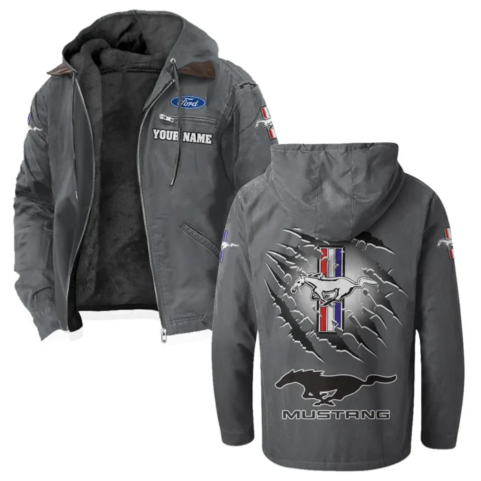 Street Performance Car Flannel Hoodie, Auto Fan Hooded Flannel HVN1327FM - Gray