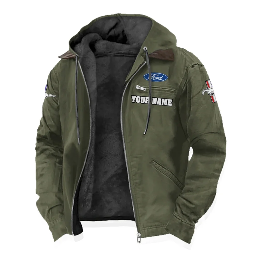 Street Performance Car Flannel Hoodie, Auto Fan Hooded Flannel HVN1327FM - Green - Image 2
