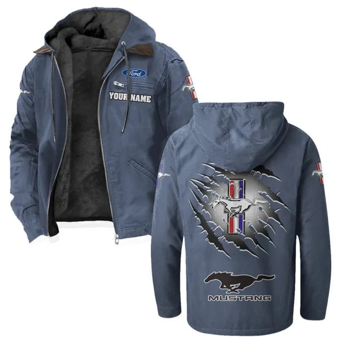 Street Performance Car Flannel Hoodie, Auto Fan Hooded Flannel HVN1327FM - Navy Blue
