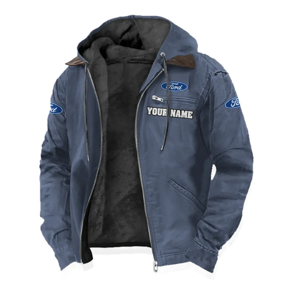 American Classic Flannel Hoodie, Custom Garage Hoodie HVN1327FO - Navy Blue - Image 2