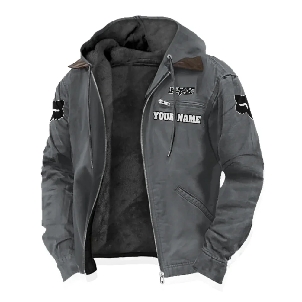 Motocross Gear Flannel Hoodie, Ride-Inspired Streetwear HVN1327FR - Gray - Image 2