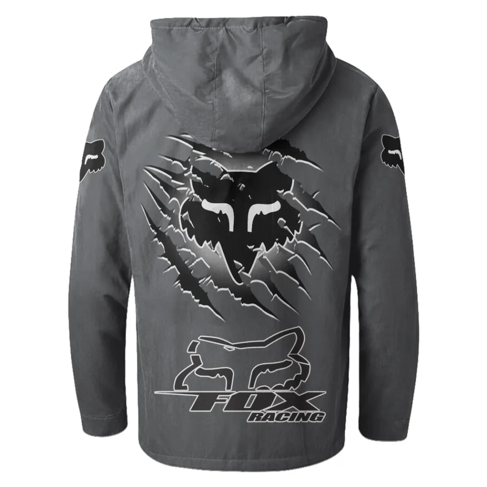 Motocross Gear Flannel Hoodie, Ride-Inspired Streetwear HVN1327FR - Gray - Image 3