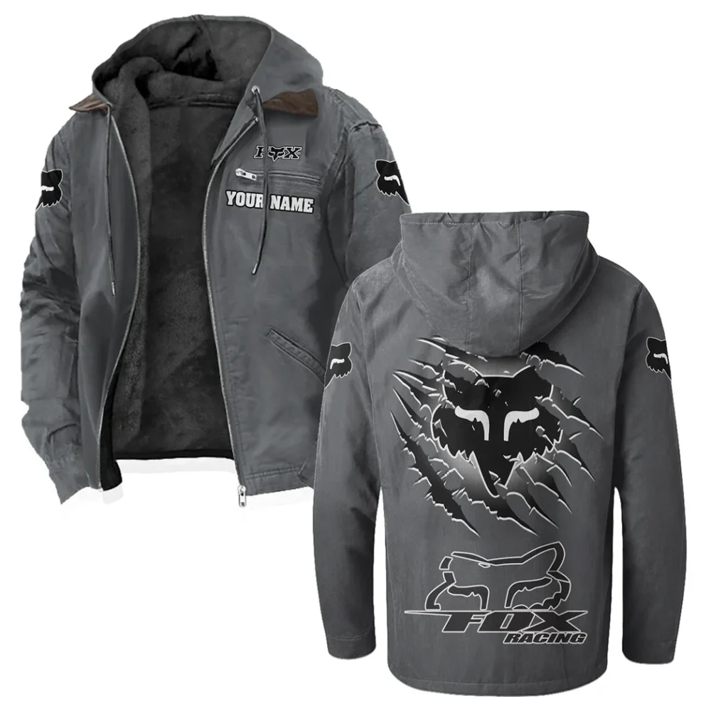 Motocross Gear Flannel Hoodie, Ride-Inspired Streetwear HVN1327FR - Gray