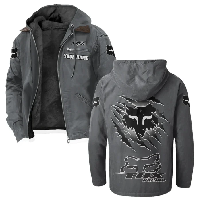 Motocross Gear Flannel Hoodie, Ride-Inspired Streetwear HVN1327FR - Gray