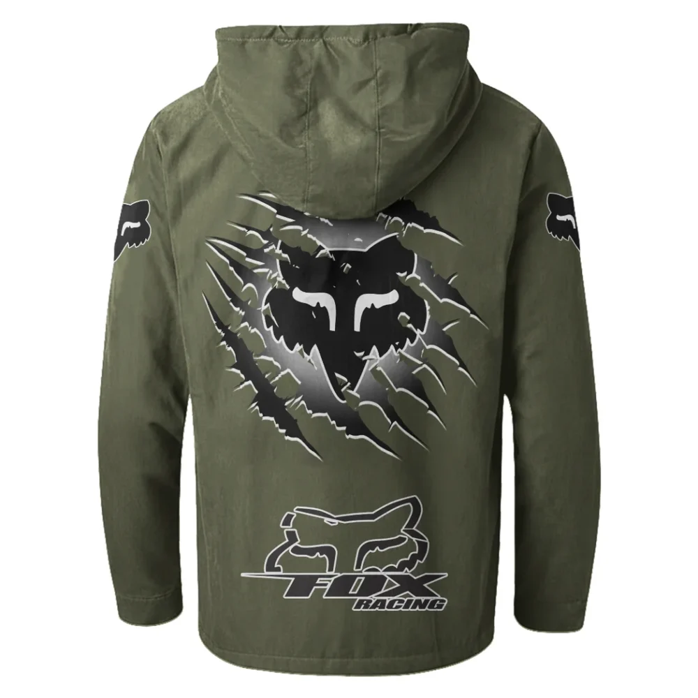 Motocross Gear Flannel Hoodie, Ride-Inspired Streetwear HVN1327FR - Green - Image 3