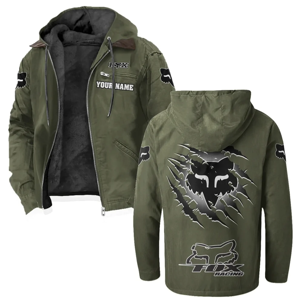 Motocross Gear Flannel Hoodie, Ride-Inspired Streetwear HVN1327FR - Green