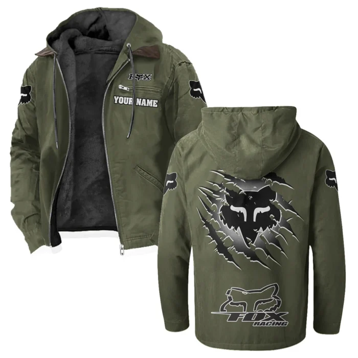 Motocross Gear Flannel Hoodie, Ride-Inspired Streetwear HVN1327FR - Green