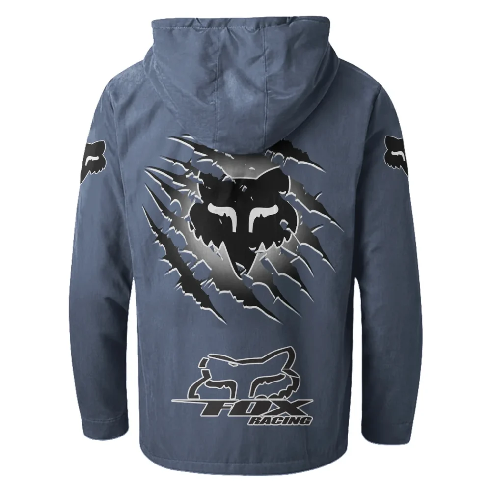 Motocross Gear Flannel Hoodie, Ride-Inspired Streetwear HVN1327FR - Navy Blue - Image 3