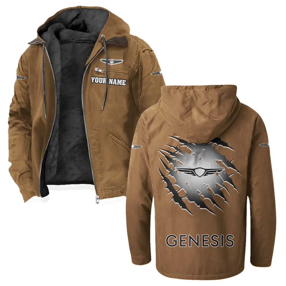 Modern Crossover Flannel Hoodie, Rugged Car Fan Hoodie HVN1327GE - Camel