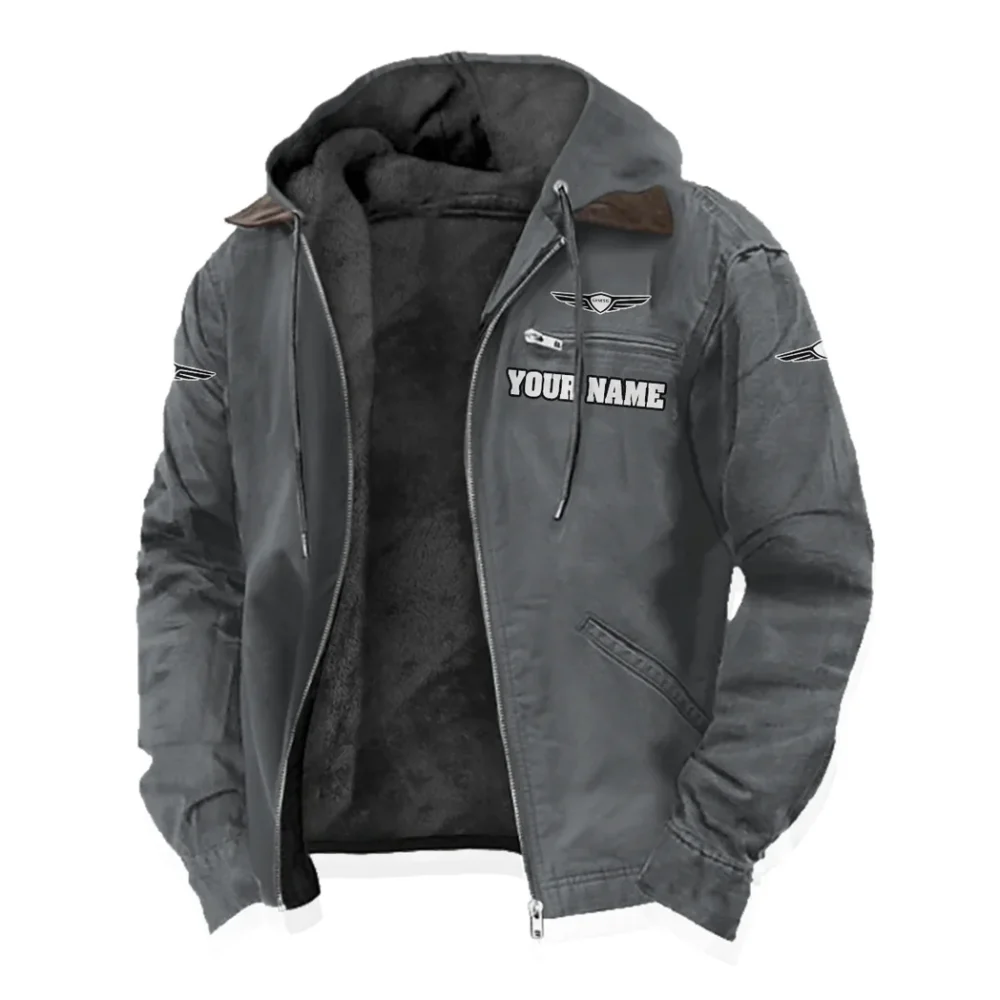 Modern Crossover Flannel Hoodie, Rugged Car Fan Hoodie HVN1327GE - Gray - Image 2