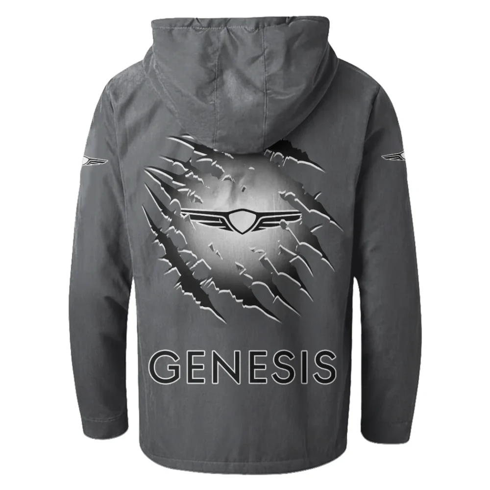 Modern Crossover Flannel Hoodie, Rugged Car Fan Hoodie HVN1327GE - Gray - Image 3