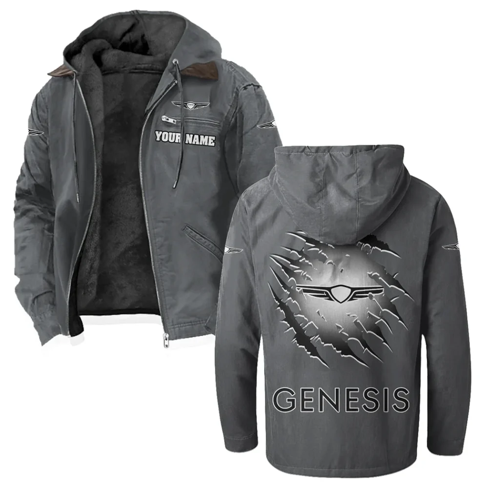 Modern Crossover Flannel Hoodie, Rugged Car Fan Hoodie HVN1327GE - Gray