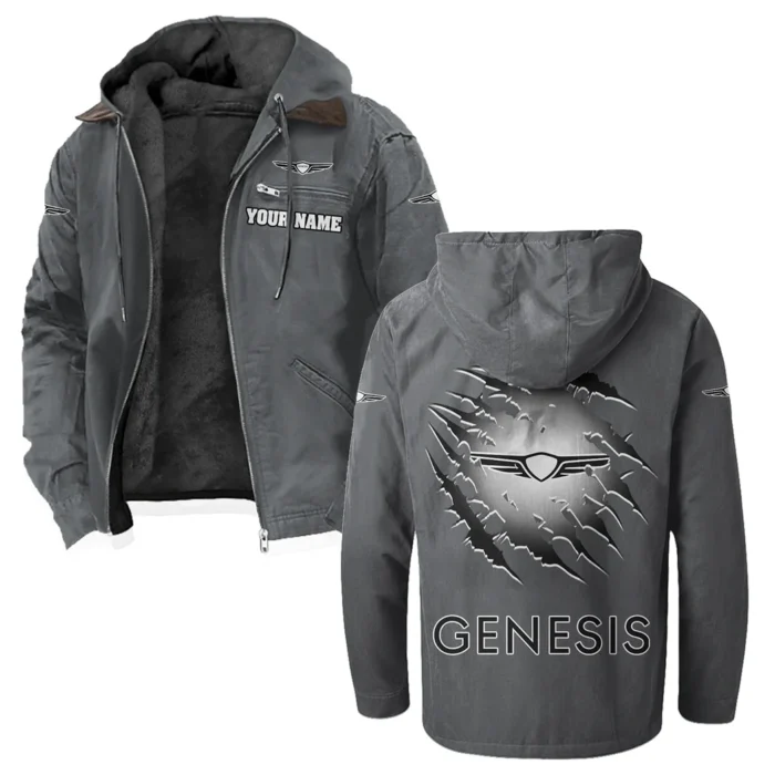 Modern Crossover Flannel Hoodie, Rugged Car Fan Hoodie HVN1327GE - Gray