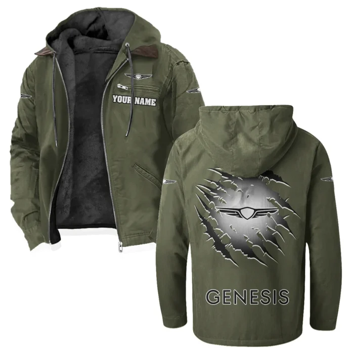 Modern Crossover Flannel Hoodie, Rugged Car Fan Hoodie HVN1327GE - Green